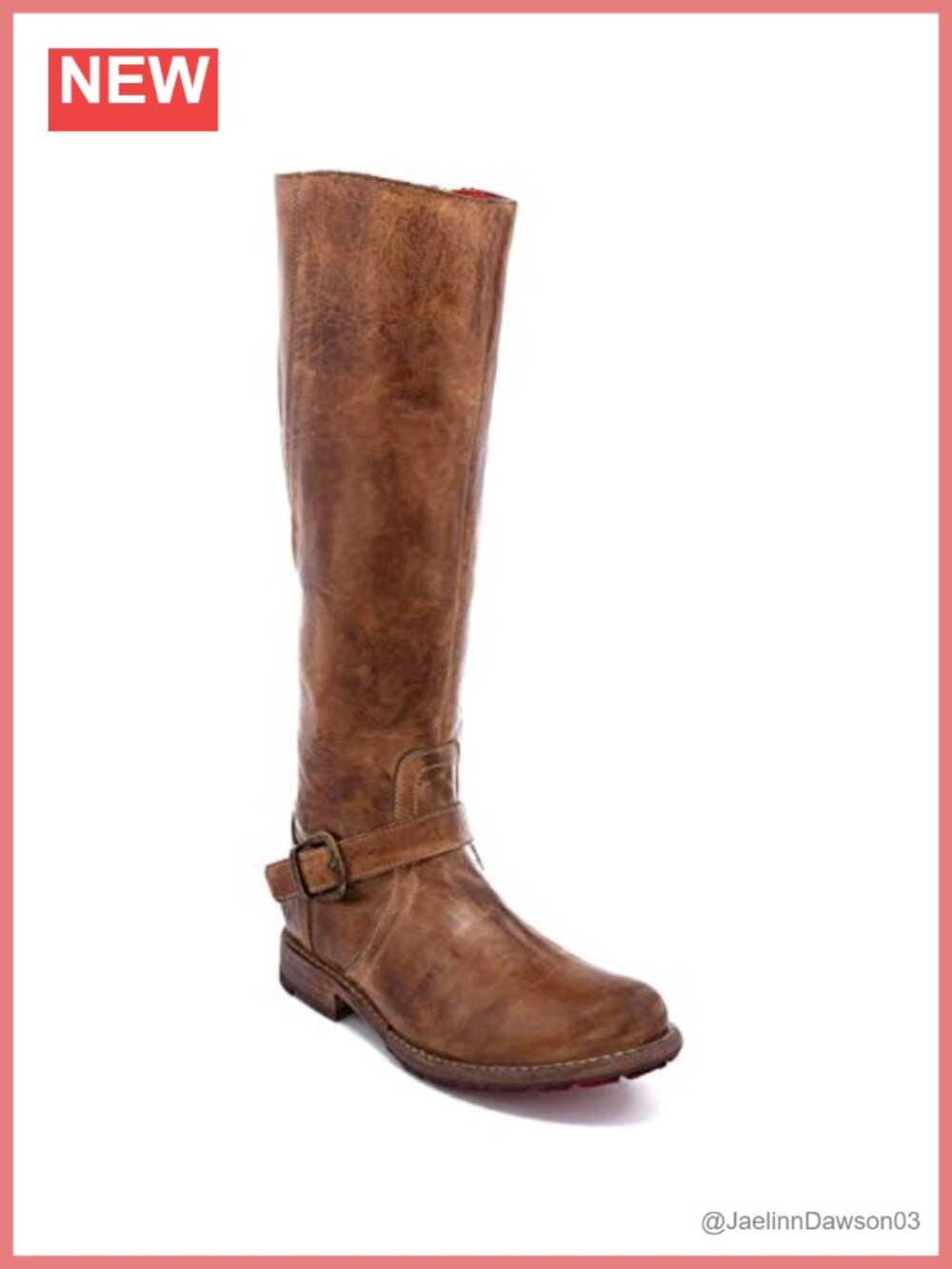 Distressed Leather Knee High Boots with Strap Detail